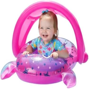 Imagem de Barco inflavel infantil rosa, formato caranguejo, agua, diversao, praia, flutua,verao, leve, compacto.