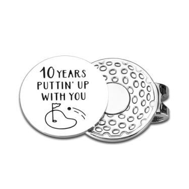 Imagem de FOOZDEEVAAQ 10th for Him Her Tin for Couple Husband Wife Golf Accessories for Men Women White Elephant Gift Christmas Stocking Stuffers Valentine Golf Ball Marker Hat Clip