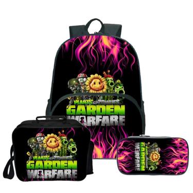 Imagem de Conjunto de mochilas Plant Zombies Anime, 3 unidades para mochila escolar infantil