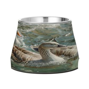 Imagem de STAYTOP Tigelas de aço inoxidável Grey Goose para alimentação de gatos, fofas tigelas antiderrapantes para cães e gatos - destacáveis