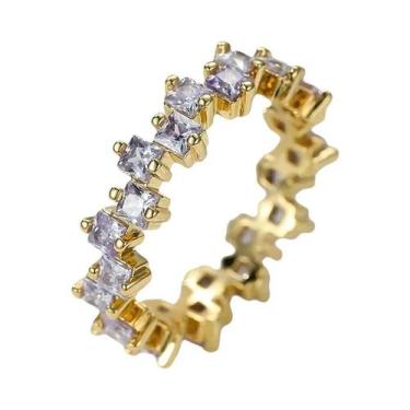 Imagem de Feminino luz roxo zircão pedra anel bonito cor de ouro verão jóias de 