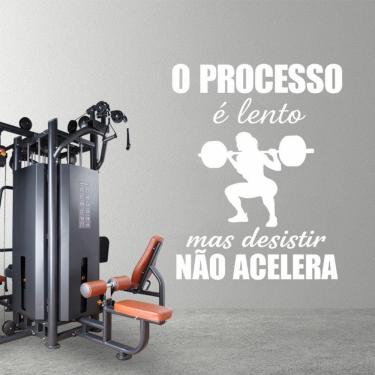 Imagem de Adesivo Parede Motivacional Processo Lento Academia 75x95cm Branco Cor Preto