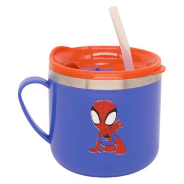 Imagem de Zonacriativa - Caneca Termica Flip Spider Man (250ml) | Aço inoxidável, bpa free, alça ergonômica e canudo de silicone | Ideal para lanche e escolinha de heróis