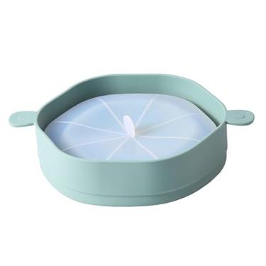 Imagem de Panela de pipoca micro-ondas silicone dobrável com tampa alças lava-louça economia energia fácil usar espaço