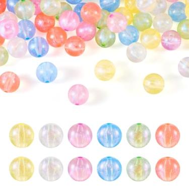 Imagem de Magibeads 60 peças de contas de acrílico redondas que brilham no escuro de 16 mm, 6 cores, contas focais claras com pó de glitter para canetas com contas, artesanato Keycain, faça você mesmo, pulseira