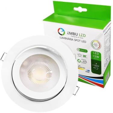 Imagem de Spot Embutir Led Redondo 13Cm 15W Bivolt Branco Frio - Embuled