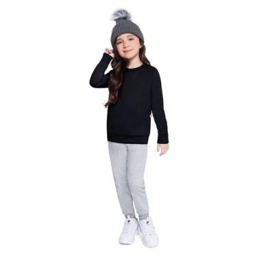 Imagem de Blusão básico infantil menina em moletom Brandili-Preto, 3, Preto