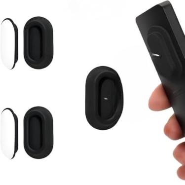 Imagem de Pacote com 2 suportes magnéticos de controle remoto autoadesivo para ventilador traseiro de TV AC preto armazenamento doméstico organizador de mesa e gaveta