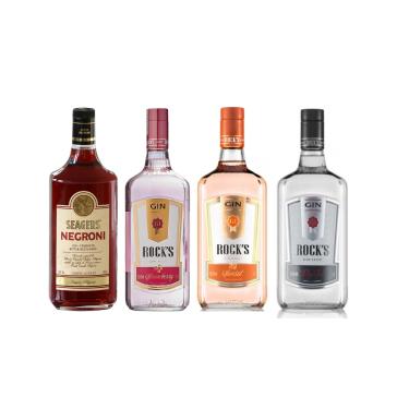 Imagem de Kit Gin - Rock's Strawberry, Seco, Sunset e Seagers Negroni