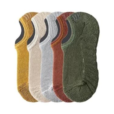 Imagem de Meias De Algodão Masculinas De Cano Curto, 5 Pares, Macias, Antiderrap