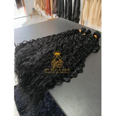 Imagem de Cabelo Liso Semi Humano 60cm Preto Fibra Russa na Tela Europeu - Mega 