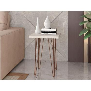 Imagem de Mesa Lateral Prisma 62,5 Com Pé De Ferro Off White