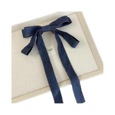 Imagem de Presilha De Cabelo Azul 3D De Jeans Com Laço De Fita, Acessório De Cab