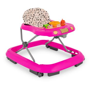 Imagem de Andador De Bebê Infantil Musical Didático Tutti Baby Safari Com Altura Regulável Freio Antiqueda Até 12Kg Rosa