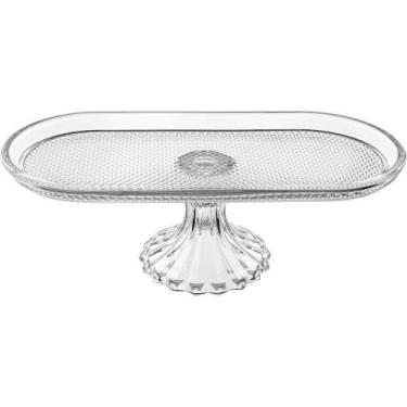 Imagem de Prato Com Pé Bolo Boleira Home&co Oval Vidro 12x34x16cm Transparente -