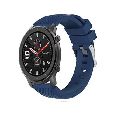 Imagem de Pulseiras NSmart compatíveis com Amazfit GTR 47MM / GTR 2 / GTR 2e / GTR 3 / GTR 4 (Azul Petróleo Rajada)