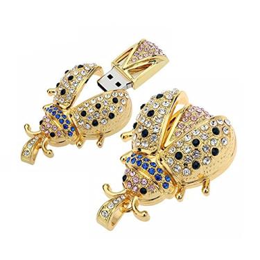 Imagem de Pen Drive USB 2.0 em forma de besouro de 128 GB Pen Drive Pen Drive USB Stick USB Drive Flash Disk Pen Drive USB Stick U Disk PenDrive (Dourado)