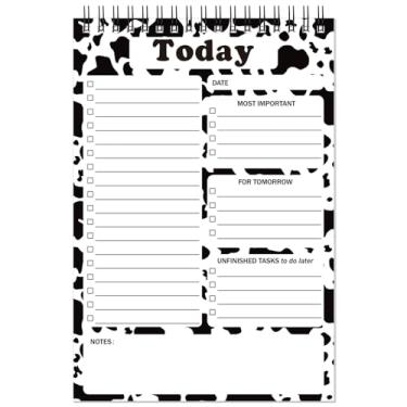 Imagem de Planejador diário com estampa de vaca, lista de tarefas diárias, bloco de notas de 21 x 15 cm, blocos de anotações, planejador de trabalho em espiral, lista de tarefas, organizador de produtividade para alcançar metas e rastrear tarefas, 50 folhas