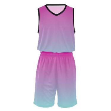 Imagem de Camiseta de basquete infantil Magnolia, ajuste confortável, camiseta de treino de futebol 5 a 13 anos, Ombre feminino roxo e azul, GG