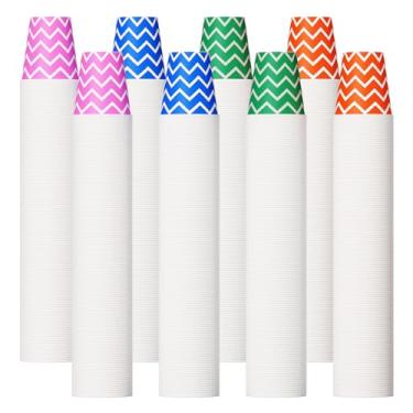 Imagem de Pacote com 1000 copos de papel de 142 g, copos descartáveis de papel multicolorido, copos pequenos para enxaguante bucal, copo de bebida fria para festas, viagens e eventos (tira)