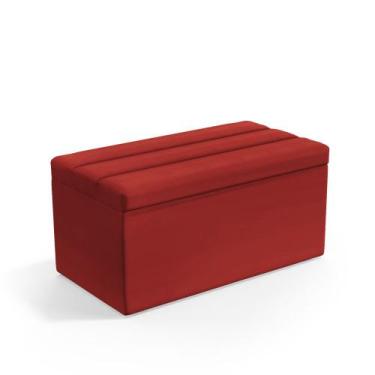 Imagem de Calçadeira Baú Ursa 90 para Cama de Solteiro A-020 Couro Vermelho Arad