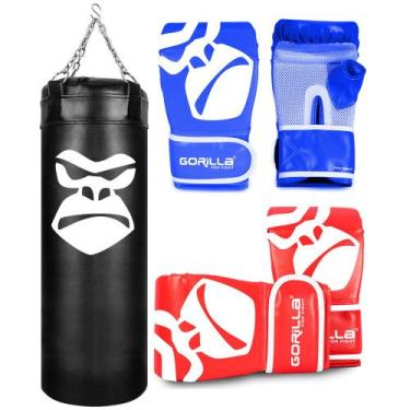 Imagem de Saco De Pancada Boxe Treino Profissional 90 Cm + Luva Bate Saco Pro Ad