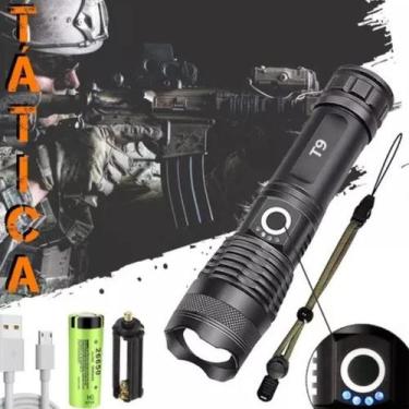 Imagem de Lanterna Tática Militar Led Recarregável T9 Zoom Bateria USB