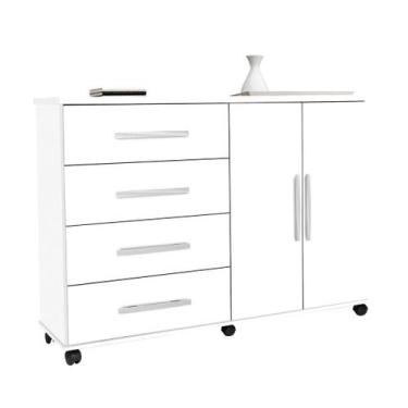 Imagem de Comoda Quarto 4 Gavetas 2 Porta Bali - Móveis Primus, Branco