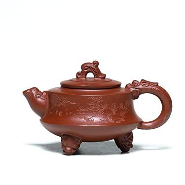 Imagem de SILINE Bule de chá Zisha 227 g, bule de chá de argila Yixing feito à mão genuíno com filtro, conjunto de máquina de chá de infusão de Kung Fu chinês