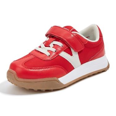 Imagem de LUCKY STEP Tênis infantil para meninas, meninos, colorido, livro de histórias, leve, com gancho e laço, antiderrapante, casual, atlético, unissex, infantil, Vermelho, 15