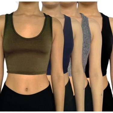 Imagem de Kit 4 Tops Femininos Regata Justos Lisos Cores Sortidas Suplex Pp ao P