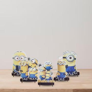 Imagem de Totens de Mesa Mimiones Kit com 5 Displays 12cm Aniversário Mdf Adesiv