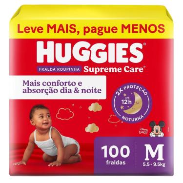 Imagem de Fralda Roupinha Huggies Supreme Care Tamanho M 100 Unidades Descartáveis