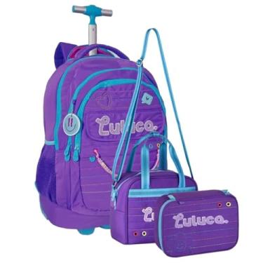 Imagem de Mochila Infantil Rodinha Luluca com Lancheira e Estojo 100 Pens (Roxo)