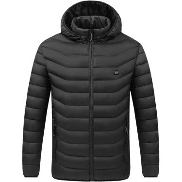 Imagem de Jaquetas aquecidas para homens com capuz Jaqueta aquecida Jaquetas de aquecimento USB Roupas de algodão com aquecimento inteligente Terno de pesca Inverno para andar de bicicleta, motociclet