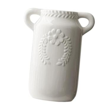 Imagem de IEUDNS Decoração de plantador de vaso de flores de cerâmica Decoração de flores secas Arranjo floral branco para o quarto Mantel do Dia dos Namorados da casa, Boca 7.8 Cm