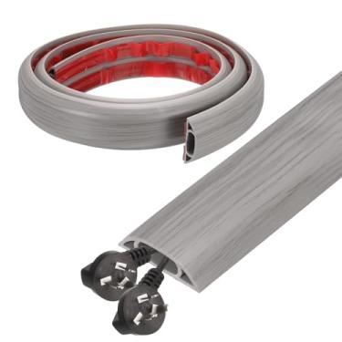 Imagem de HARFINGTON Capa de cabo de 1,2 m L 0,6 x A 0,33 Canal interno PVC esconde extensão, protetor de fios para evitar desvios de cabos, gerenciamento de cabos, madeira cinza
