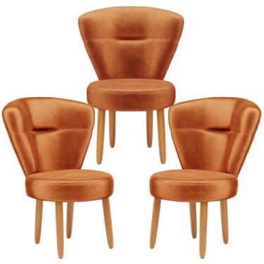 Imagem de Kit 3 Cadeiras para Estúdio de Beleza Camarim Tecido Veludo Confortavel Pés de Madeira (Terracota)