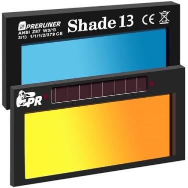 Imagem de Lente de soldagem de escurecimento automático Core Series Gold Shade 13 | Lente de soldagem de 5 cm x 10 cm | Revestimento dourado | Visualização de poça azul frio | Substituição para capô de solda