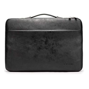 Imagem de Kinmac Capa protetora de 360° à prova d'água para laptop com alça compatível com laptop LG Gram de 16 polegadas e 15,6 a 16 polegadas (preto PU)
