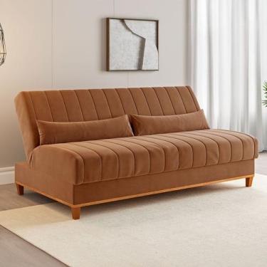 Imagem de Sofá Cama 3 Lugares Reclinável Tequila Terracota - Viero Móveis, Laran