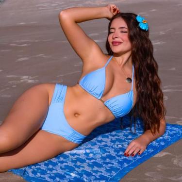 Imagem de Biquini Cortininha Com Calcinha Fio Duplo Borboleta, Azul Candy - Nayk