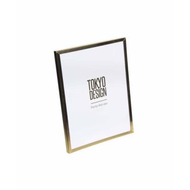 Imagem de Porta Retrato em Metal e Vidro 20x25 Moldura Lisa - Tokyo Desing, Dour