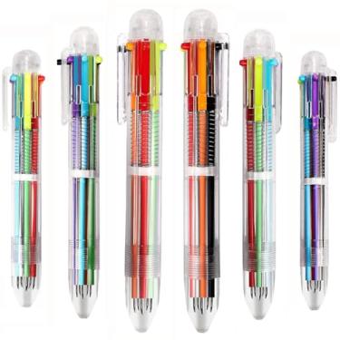 Imagem de Abgream Pacote com 30 canetas retráteis, canetas esferográficas multicoloridas 6 em 1 de 0,5 mm com barril transparente para escritório, material escolar, adultos, estudantes, presentes de festa (6