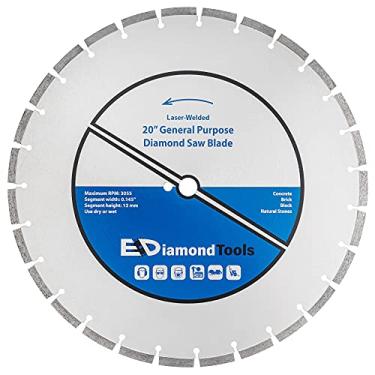 Imagem de EDiamondTools 20 Lâmina De Serra De Diamante Soldada A Laser Para Concreto, Tijolo, Bloco E Alvenaria, Núcleo De Lâmina Tratado Termicamente, Seco Ou Úmido, 1 Eixo