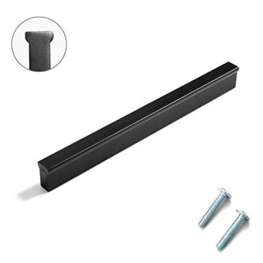 Imagem de Puxador em T para móveis simples e modernos, puxadores de porta de armário de gaveta de banheiro de liga de alumínio, puxadores de armário de guarda-roupa de cômoda, com parafusos, preto fosco (centro