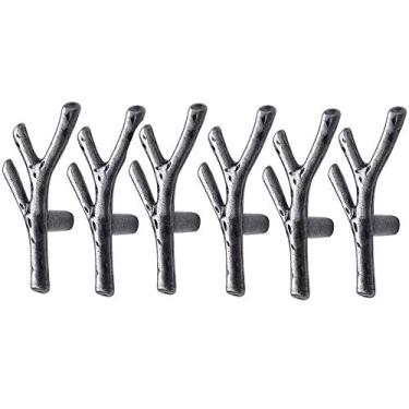 Imagem de Puxador de ramo de liga de zinco para armários de cozinha armário de banheiro gaveta bar ferragens de porta - prata retrô 128 mm centros de furos - pacote com 6 (furo único prata)