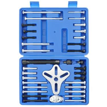 Imagem de Acymner Conjunto de extrator de balanceador harmônico | Conjunto de ferramentas de instalação de extrator de polia de direção hidráulica de 46 peças, conjunto de tração de volante, removedor de
