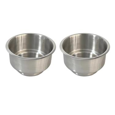 Imagem de SEETOOOGAMES Suporte de copo embutido – 2 unidades de substituição para mesa de pôquer de aço inoxidável duplo para cassino, mesa de jogos, sofá, carro, barco, sofá, caminhão