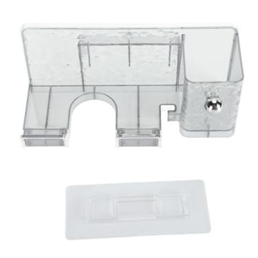 Imagem de Secador de cabelo Suporte Wall Mounted Plastic Water Ripple Design Blow Dryer Organizer Rack para banheiro Quarto Cabelo Ferramenta Armazenamento Adesivo forte Sem instalação de (Transparente)